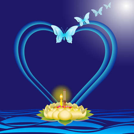 Vector illustration of Loy Krathong Festival in Thailandのイラスト素材