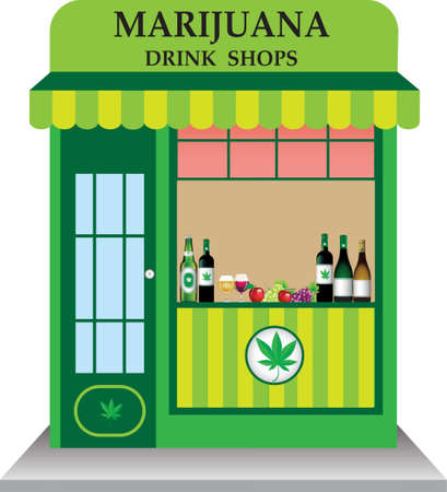 Vector illustration of cannabis-infused beverages for health and prevention of various diseases.のイラスト素材