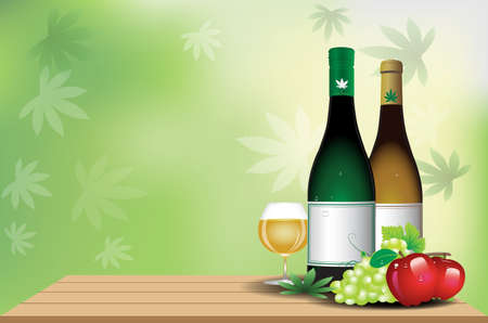 Vector illustration of cannabis-infused beverages for health and prevention of various diseases.のイラスト素材