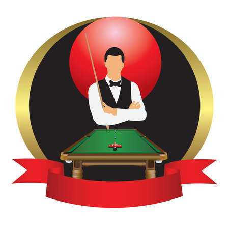 snooker tournament poster design of color balls on green table background. Vector snooker sport gameのイラスト素材