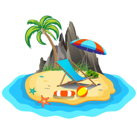 vector art of a small island on a white backgroundのイラスト素材