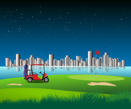 Future golf course vector illustration.のイラスト素材