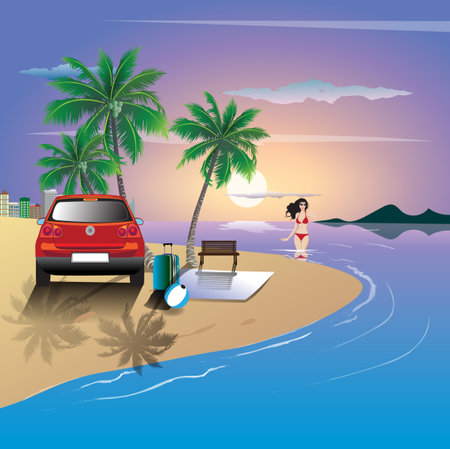 Silhouette vector illustration riding an evening exercise bike.のイラスト素材