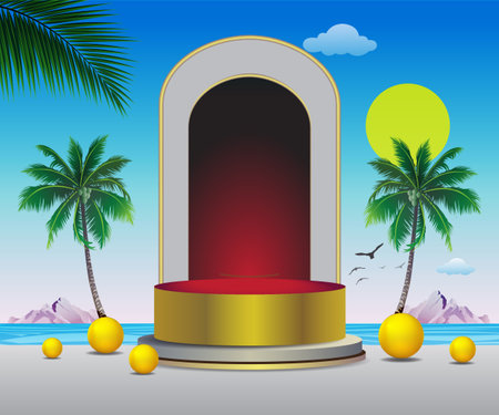 3d rendering illustration of background abstract, podium stage art display wallpaper, product pedestal stand.のイラスト素材