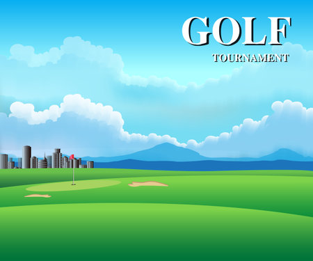 Golf course vector illustration made from natural landscape.のイラスト素材