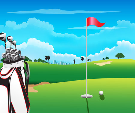 Golf tournament poster vector illustration.のイラスト素材
