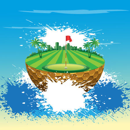 Vector art golfer illustration with watercolor. White background.のイラスト素材