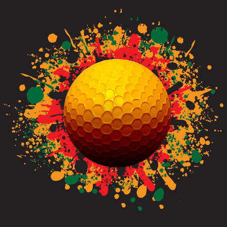 Vector art golfer illustration with colorfull. White background.のイラスト素材