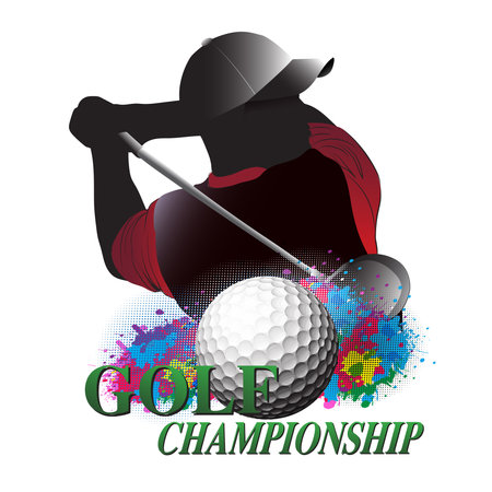 Vector art golfer illustration with colorfull. White background.のイラスト素材