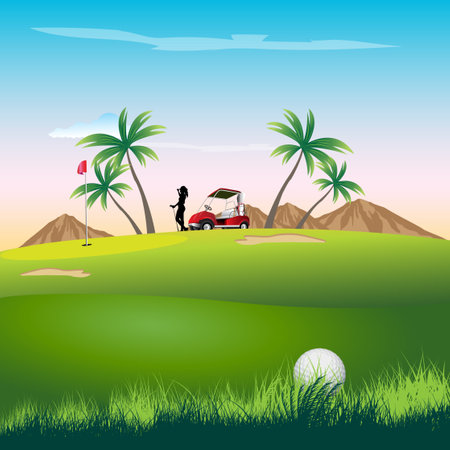 Beautiful golf course views to use as background pictures.のイラスト素材