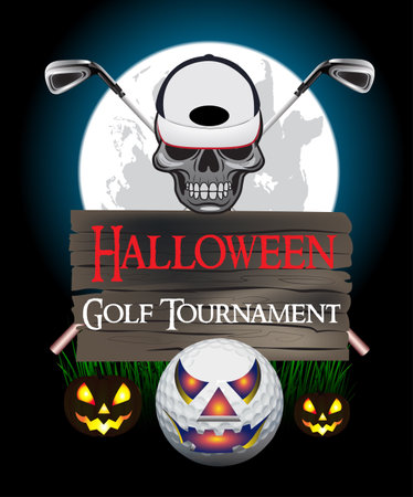 Halloween golf course vector illustration.のイラスト素材