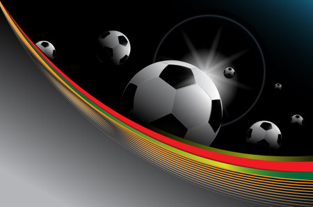 Soccer ball on a black and red background. Vector illustration.のイラスト素材