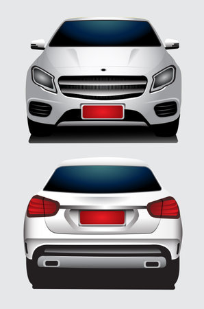 Car front and back view. Vector illustration on a gray background.のイラスト素材
