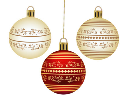 Christmas baubles isolated on a white background. Vector illustration.のイラスト素材