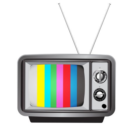 Retro TV with antenna isolated on white background. Vector illustration.のイラスト素材