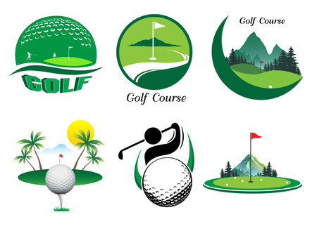 golf club icons over white background. colorful design. vector illustrationのイラスト素材