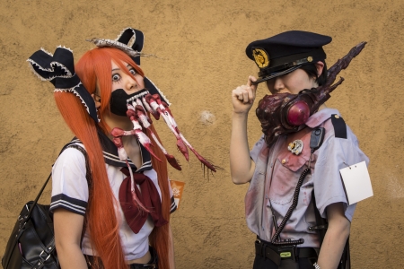 KAWASAKI,JAPAN - OCTOBER 27: The spectacular costumed attendees in the most annual amazing Halloween parade in Japan with 3000 attendees on October 27,2013 in Kawasaki city.のeditorial素材