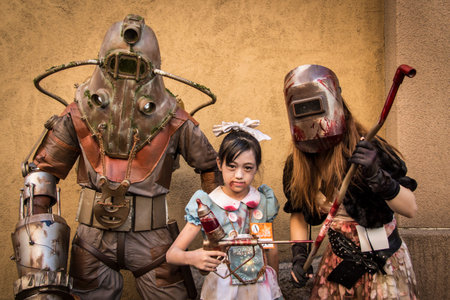 KAWASAKI,JAPAN - OCTOBER 27: The spectacular costumed attendees in the most annual amazing Halloween...