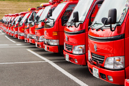 Kanagawa, Japan - January 5  Rescue Cars in the New Year
