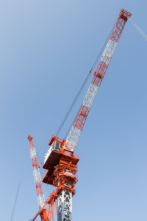 Tower crane at construction siteの写真素材