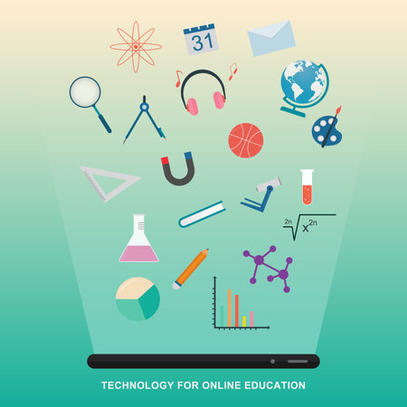 E-learning, online education concept. Online education concept with smartphone. technology for learning.のイラスト素材