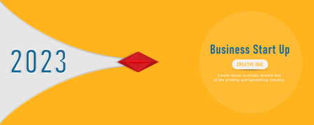 paper boat red design creative idea for business ,Inspiration business plan, Paper art style of business and leadership creative concept idea, Vector illustration modern design layout templateのイラスト素材