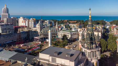Aerial view of capital on the Black Sea coastの写真素材