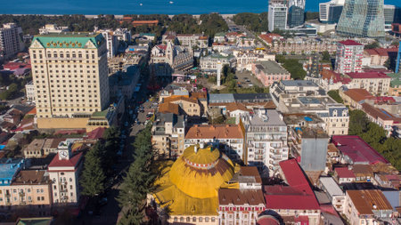 Aerial view of the city of Nizhny Novgorod, Russiaの写真素材