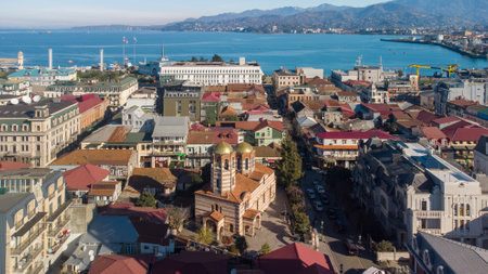Panoramic view from Galata Tower to city of Istanbul, Turkeyの写真素材