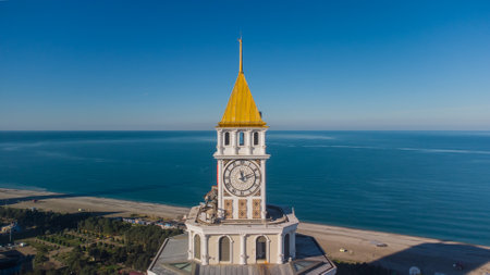 Aerial view of the clock tower of the city of Sevastopol, Crimeaの写真素材