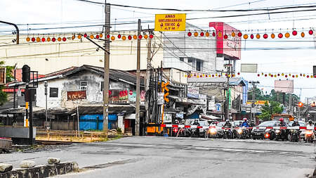 View of the street in Bangkok, Thailand.の写真素材