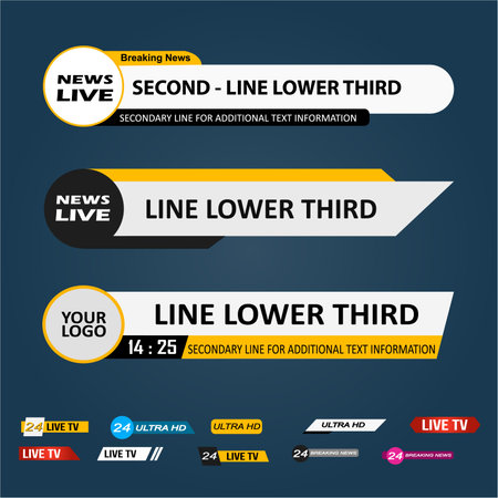 Lower Third TV News Bars Set Vector. News Lower Thirds pack. TV News Bars Set Vector.