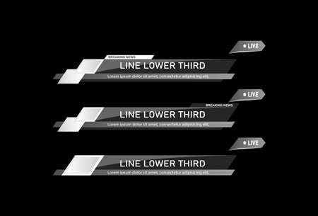 Black lower third banner bar screen broadcast - vector illustrationのイラスト素材