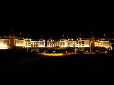 Big Turkish hotel in the darkのeditorial素材