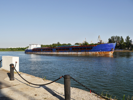 The old tanker on Don river. Russiaの写真素材