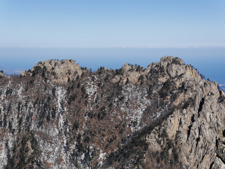 Big korean mountains and Japanise sea on the background. Seoraksan National Park. South Koreaの写真素材