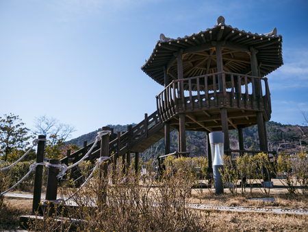 Korean traditional arbor in Yeosu city. South Koreaの写真素材