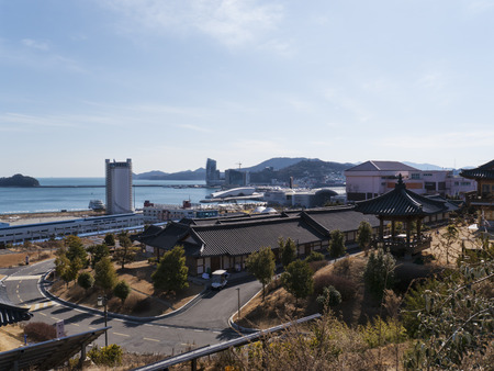 Asian houses in the residential quarter of Yeosu city. South Koreaのeditorial素材