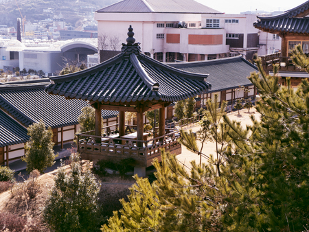 Korean traditional arbor in Yeosu city. South Koreaの写真素材