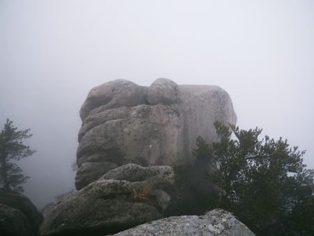 Mountains into the cloud. Big rocks in the mist. Seoraksan National Park, South Koreaの写真素材
