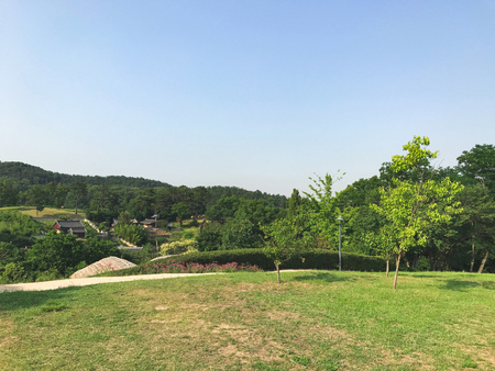 Panorama. Summer green landscape in South Koreaの写真素材