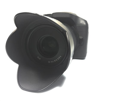 Photo Camera on a white background, front view