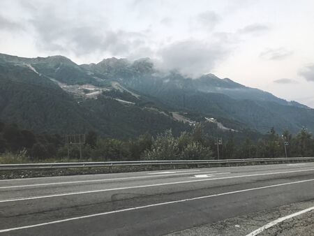 Mountain road in Caucasus mountains. Sochi, Russiaの写真素材