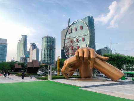 Seoul city / South Korea - July 2020: Gangnam style sculptureのeditorial素材