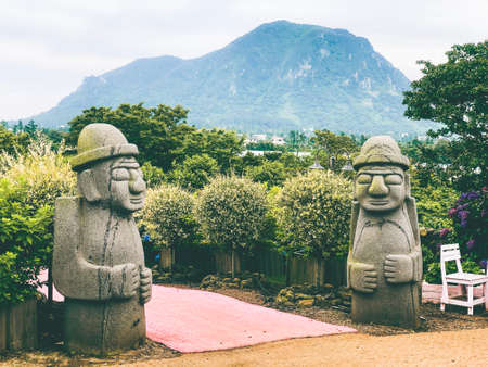 Jeju island / South Korea - July 2020: Harubang. Stone symbols of Jeju islandのeditorial素材