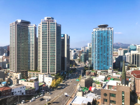 Big buildings in Seoul city. South Koreaのeditorial素材