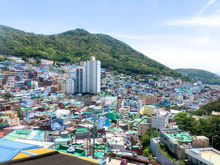 View to Gamcheon Culture Village. Busan city, South Koreaのeditorial素材