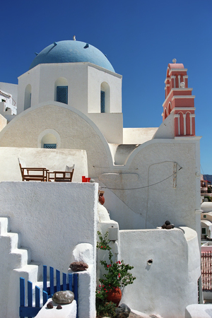 Greek Orthodox Christian church on Santorini island.の写真素材