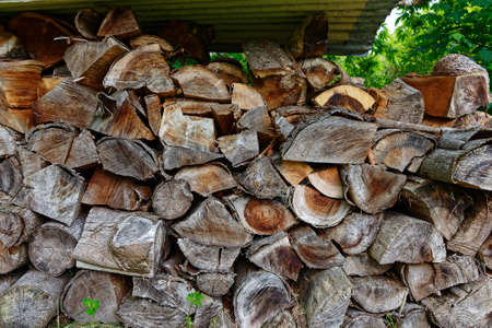 A well stacked firewood pileの写真素材