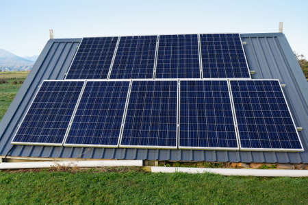 Solar panels provide all the electricity for an off grid systemの写真素材